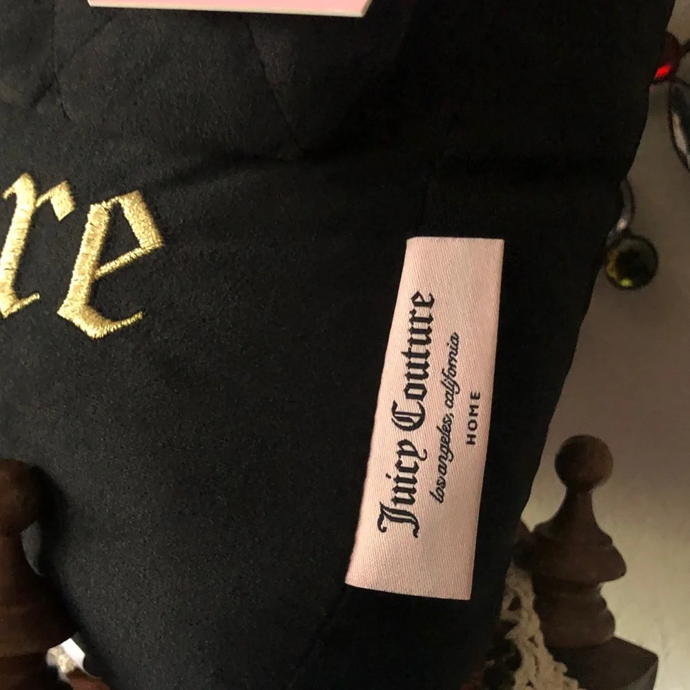 NWT Juicy Couture Black Purse Shaped Pillow w/ Gold Accents